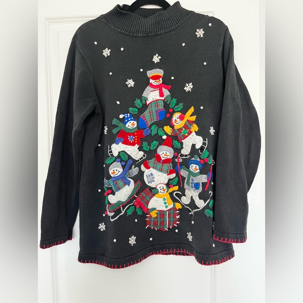 Vintage Festive Black Christmas Sweater